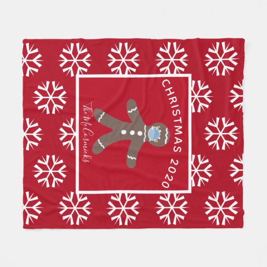 Gepersonaliseerde kerstmis 2020 Red Gingerbrood Ma Fleece Deken (Voorkant (Horizontaal))