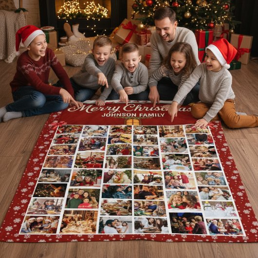 Gepersonaliseerde Kerstmis 44 Fotocollage Sherpa Deken