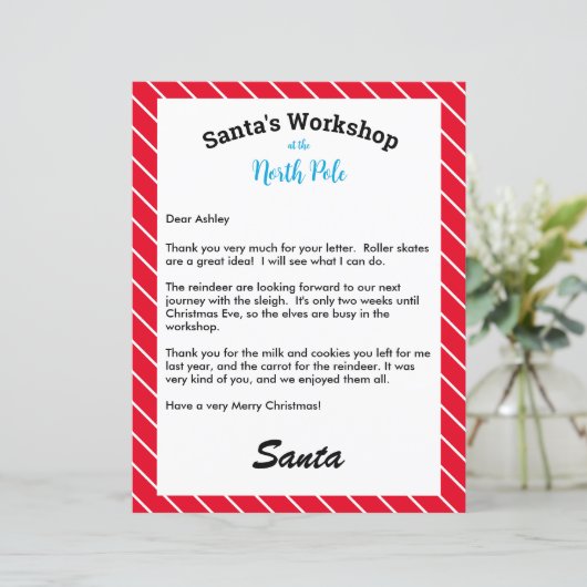 Gepersonaliseerde Kerstmis brief antwoord van de K (Staand voorkant)