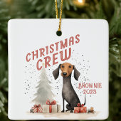 Gepersonaliseerde Kerstmis Crew Hond Keramisch Ornament