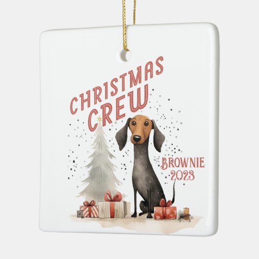 Gepersonaliseerde Kerstmis Crew Hond Keramisch Ornament (Links)