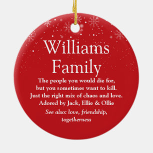 Gepersonaliseerde Kerstmis Definitie van uw gezin Keramisch Ornament