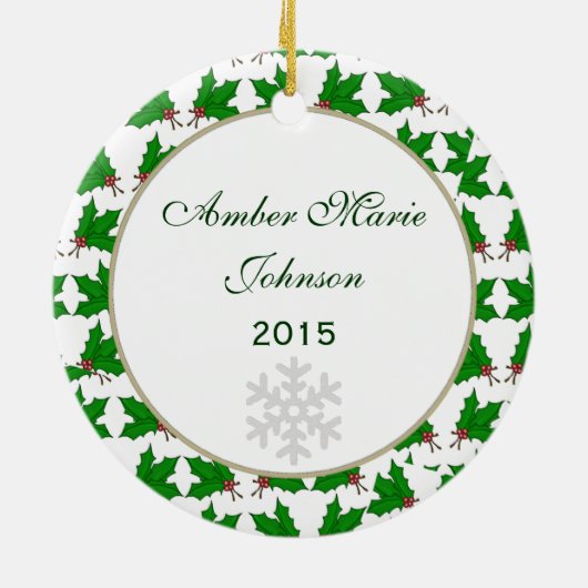 Gepersonaliseerde Kerstmis draagt Ornament (Achterkant)