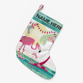 Gepersonaliseerde Kerstmis Flamingo Vakantie Scène Kleine Kerstsok (Voorkant (Hangend))
