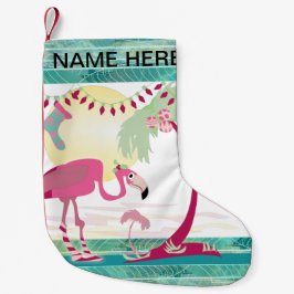Gepersonaliseerde Kerstmis Flamingo Vakantie Scène Kleine Kerstsok