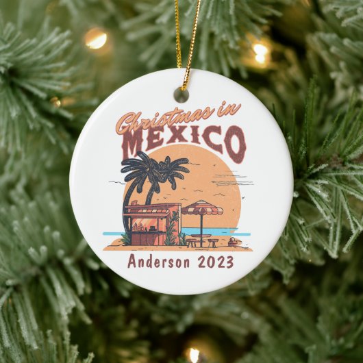 Gepersonaliseerde Kerstmis in Mexico Beach Vakanti Keramisch Ornament (Boom)