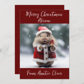 Gepersonaliseerde Kerstmis Kaart Santa Hamster (Voorkant / Achterkant)