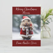 Gepersonaliseerde Kerstmis Kaart Santa Hamster (Staand voorkant)