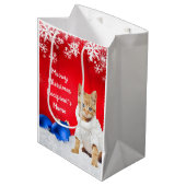Gepersonaliseerde Kerstmis Kat Gift Bag Medium Cadeauzakje (Voorkant Gekanteld)