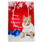 Gepersonaliseerde Kerstmis Kat Gift Bag Medium Cadeauzakje (Voorkant)