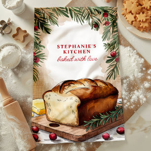 Gepersonaliseerde Kerstmis Landelijk Brood Theedoek