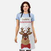 Gepersonaliseerde Kerstmis Liefde Rendier Schort (Gedragen)