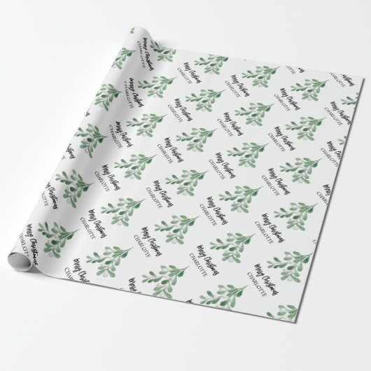 Gepersonaliseerde kerstmis met Mistletoe Cadeaupapier (Uitgerold)
