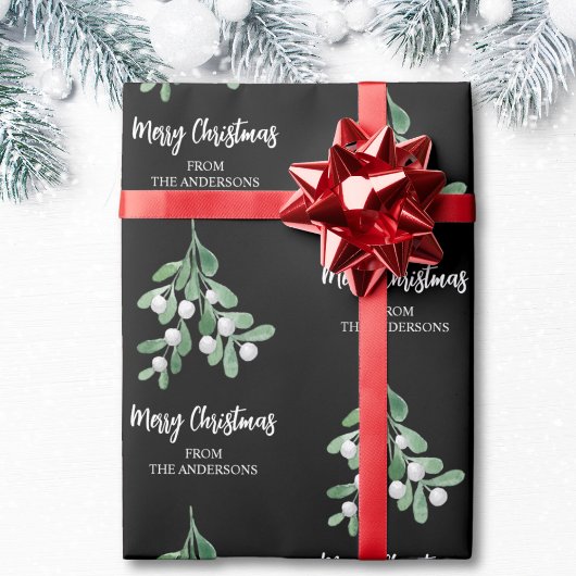 Gepersonaliseerde kerstmis met Mistletoe Cadeaupapier