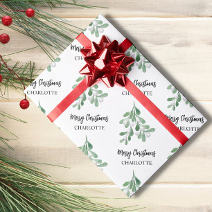 Gepersonaliseerde kerstmis met Mistletoe Cadeaupapier