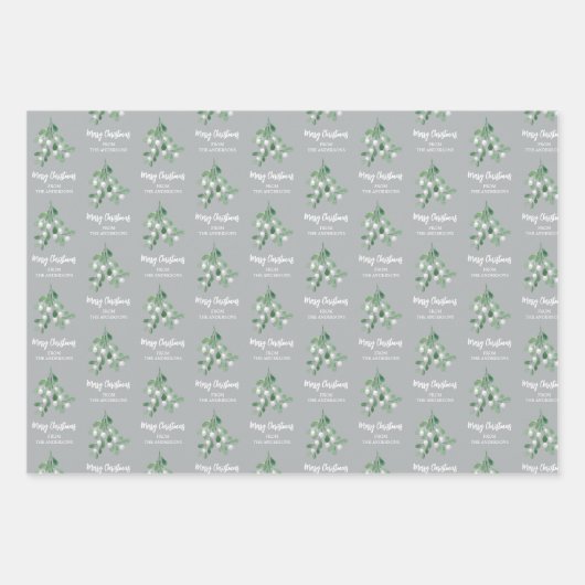 Gepersonaliseerde kerstmis met Mistletoe Inpakpapier Vel (Voorkant 2)