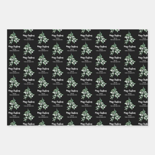 Gepersonaliseerde kerstmis met Mistletoe Inpakpapier Vel (Voorkant)
