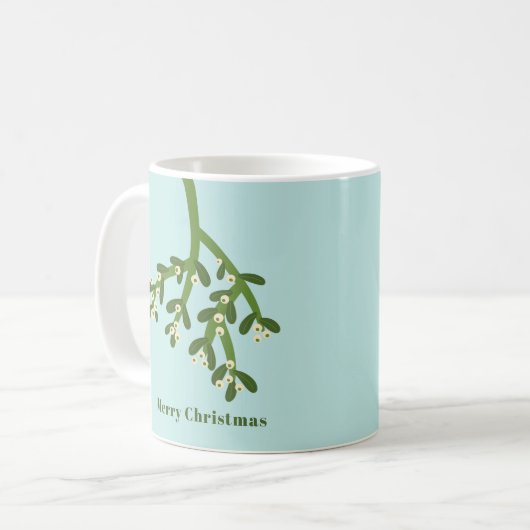 Gepersonaliseerde kerstmis met Mistletoe Koffiemok (Voorkant links)