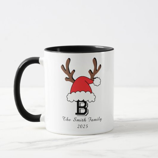 Gepersonaliseerde kerstmis met monogram mok (Links)