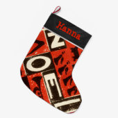 Gepersonaliseerde  Kerstmis met rode noel Grote Kerstsok (Voorkant (Hangend))