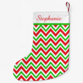 Gepersonaliseerde kerstmis met rood en groen chore kleine kerstsok (Achterkant)