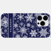 Gepersonaliseerde Kerstmis Navy Blauw Wit Sneeuwvl Case-Mate iPhone Case (Achterkant (horizontaal))
