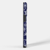 Gepersonaliseerde Kerstmis Navy Blauw Wit Sneeuwvl iPhone Hoesje (Rechterkant)