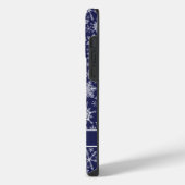 Gepersonaliseerde Kerstmis Navy Blauw Wit Sneeuwvl iPhone Hoesje (Linkerkant)