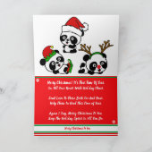 Gepersonaliseerde Kerstmis Panda's Vakantie Kaart (Binnen)