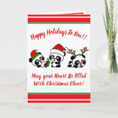 Gepersonaliseerde Kerstmis Panda's Vakantie Kaart (Voorkant)