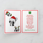Gepersonaliseerde Kerstmis Panda's Vakantie Kaart (Binnen)