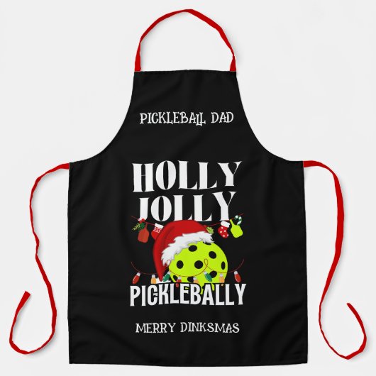 Gepersonaliseerde Kerstmis Pickleball Schort (Voorkant)