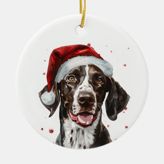 Gepersonaliseerde Kerstmis Pointer Hond Keramisch Ornament (Voorkant)