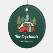 Gepersonaliseerde Kerstmis Retro Camper Keramisch Ornament (Links)