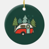 Gepersonaliseerde Kerstmis Retro Camper Keramisch Ornament (Achterkant)