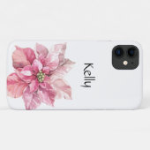 Gepersonaliseerde Kerstmis Roze Poinsettia Case-Mate iPhone Case (Achterkant (horizontaal))