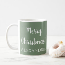 Gepersonaliseerde Kerstmis Sage Groen Koffiemok