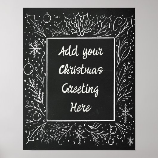 Gepersonaliseerde Kerstmis schoolbord feestelijk Poster (Voorkant)