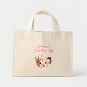 Gepersonaliseerde Kerstmis Sneeuwman Santa rendier Mini Tote Bag (Voorkant)