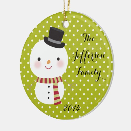 Gepersonaliseerde Kerstmis Sneeuwman Voor Familie  Keramisch Ornament (Links)