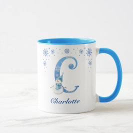 Gepersonaliseerde Kerstmis Sneeuwvlok Monogram C Mok