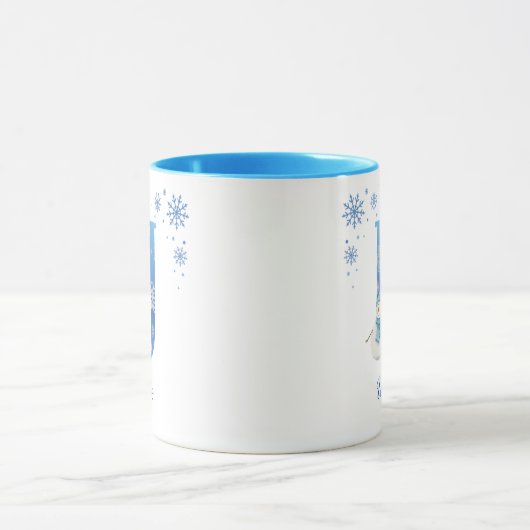 Gepersonaliseerde Kerstmis Sneeuwvlokken Monogram  Mok (Midden)