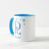 Gepersonaliseerde Kerstmis Sneeuwvlokken Monogram  Mok (Voorkant links)