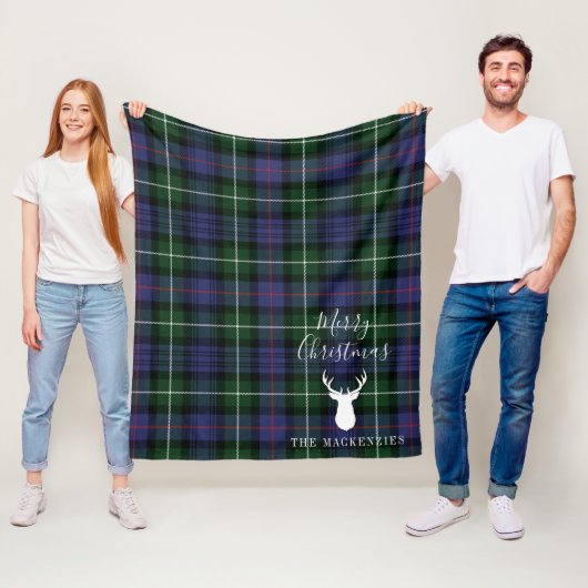 Gepersonaliseerde Kerstmis Tartan Clan MacKenzie P Fleece Deken (In situ)