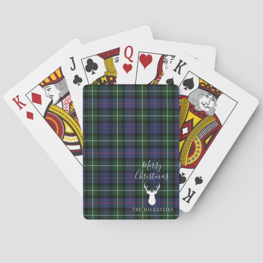 Gepersonaliseerde Kerstmis Tartan Clan MacKenzie P Pokerkaarten (Achterkant)