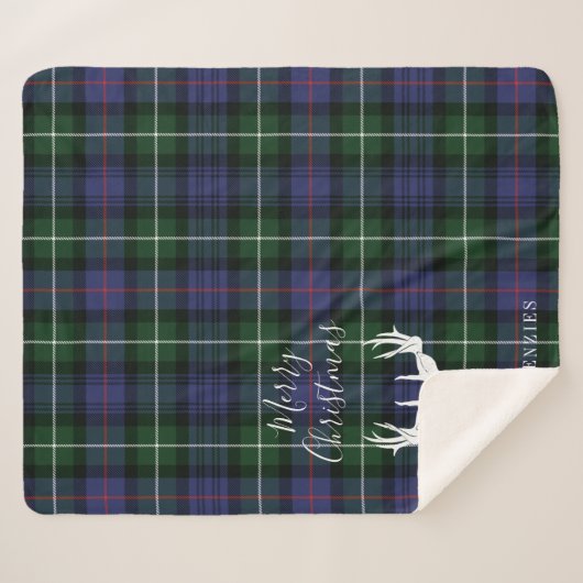Gepersonaliseerde Kerstmis Tartan Clan MacKenzie P Sherpa Deken (Voorkant (horizontaal))