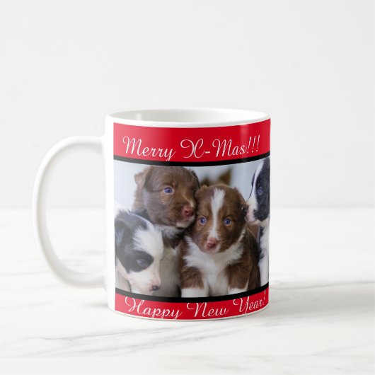 Gepersonaliseerde Kerstmis Tekst & Foto Mok, 11 oz Koffiemok (Links)