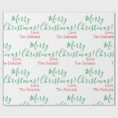 Gepersonaliseerde Kerstmis Traditionele Rood Groen Cadeaupapier (Vlak)