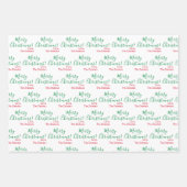 Gepersonaliseerde Kerstmis Traditionele Rood Groen Inpakpapier Vel (Voorkant 2)