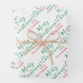 Gepersonaliseerde Kerstmis Traditionele Rood Groen Inpakpapier Vel (In situ)